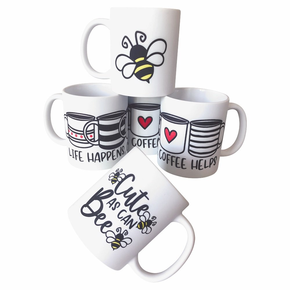 Taza blanca personalizada · cerámica, sublimación, apta lavavajillas